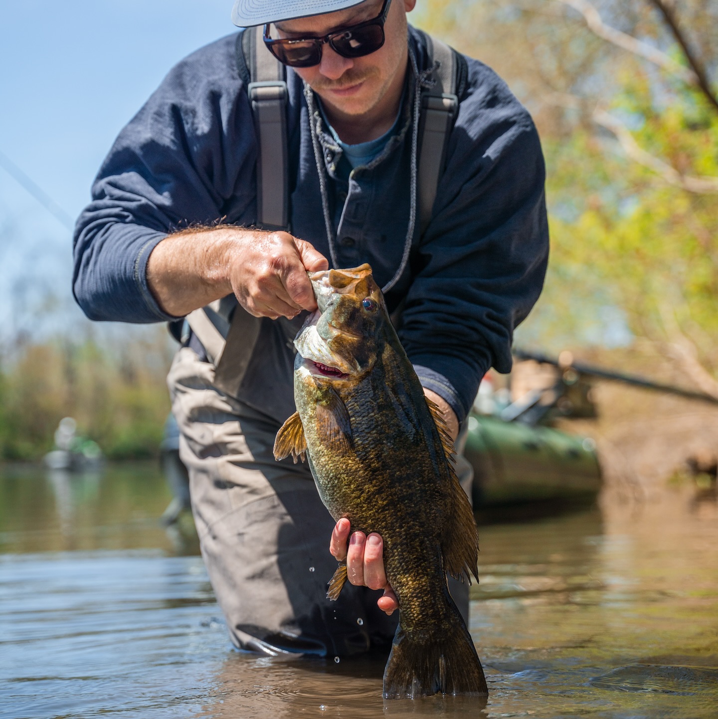 Holding smallmouth bass